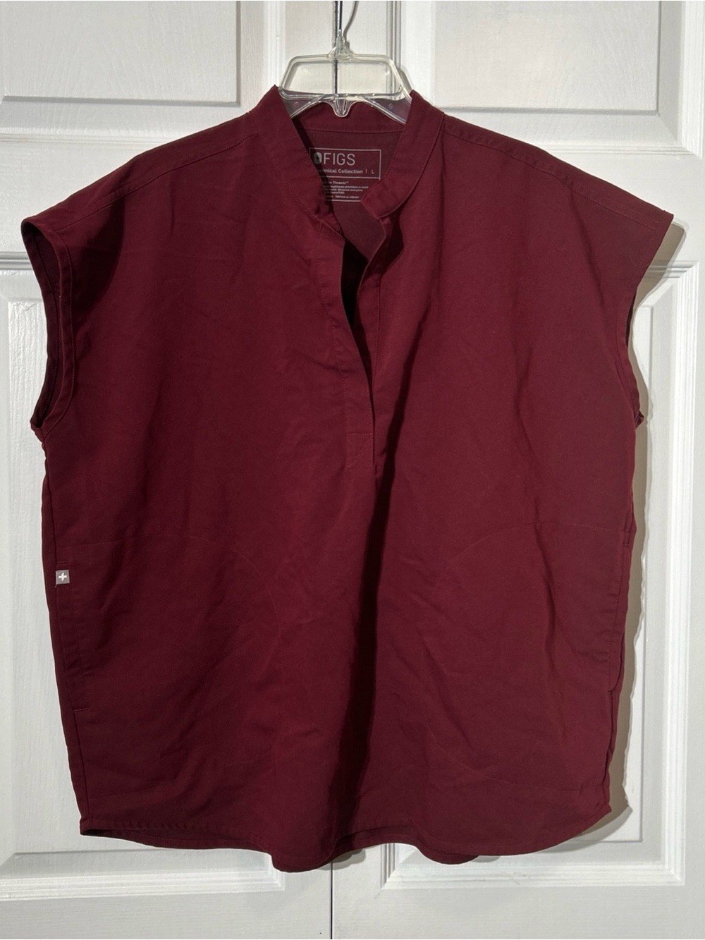 Figs Rafaela Oversized Scrub Top Size L Large Technical Collection Dark Red Wine